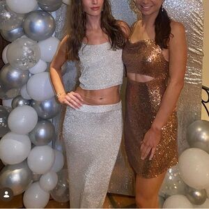 Sparkling Sequin Crop Top and Skirt Set